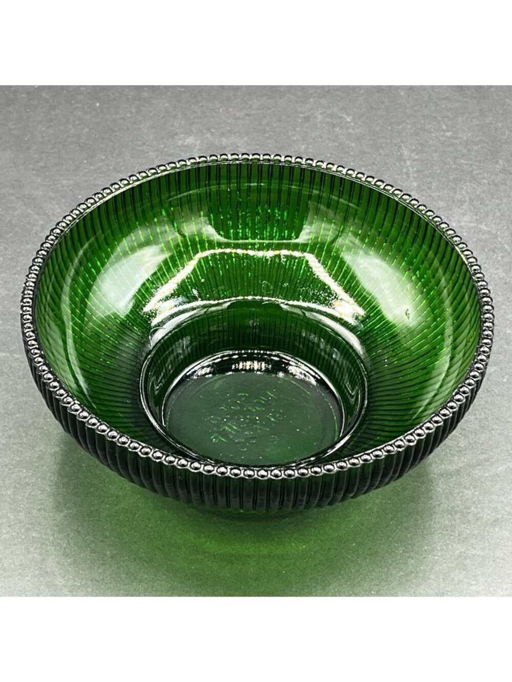Vintage Hoosier Glass Emerald Green Ribbed Pedestal Serving Bowl 4054
